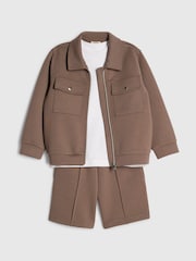 River Island Grey Scuba Harrington Jacket & Shorts 3 Piece Set - Image 4 of 5