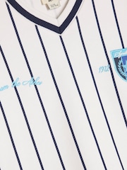 River Island White Oversized Baseball Stripe T-Shirt & Shorts Set - Image 4 of 5