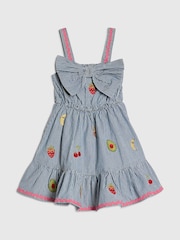 River Island Blue Stripe Bow Frill Dress - Image 3 of 5