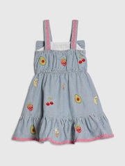 River Island Blue Stripe Bow Frill Dress - Image 4 of 5
