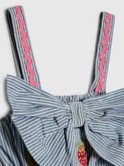 River Island Blue Stripe Bow Frill Dress - Image 5 of 5
