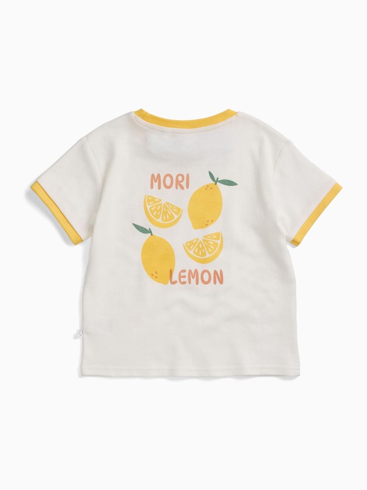 MORI White Squeeze of Sunshine Citrus Oversized Cotton Tshirt - Image 3 of 3 MORI White Squeeze of Sunshine Citrus Oversized Cotton Tshirt - Image 3 of 3
