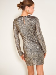 Цвета золотистого шампанского - Friends Like These Long Sleeve Sequin Knot Detail Mini Dress - Изображение 6 6