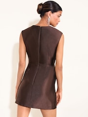 Friends Like These Embellished Neck Sleeveless Mini Dress - תמונה 5 מתוך 6