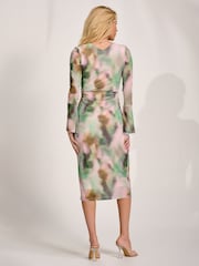 Jolie Moi Green Long Sleeve Mesh Bodycon Dress - Image 2 of 6