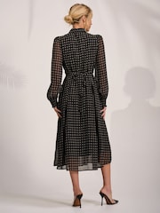 Jolie Moi Black Paisley Textured Chiffon Long Sleeve Shirt Dress - Image 2 of 6