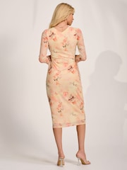 Jolie Moi Orange Long Sleeve Mesh Bodycon Dress - Image 2 of 6