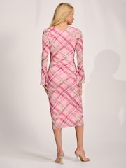 Rosa - Jolie Moi Long Sleeve Mesh Bodycon Dress - Imagen 2 de 6