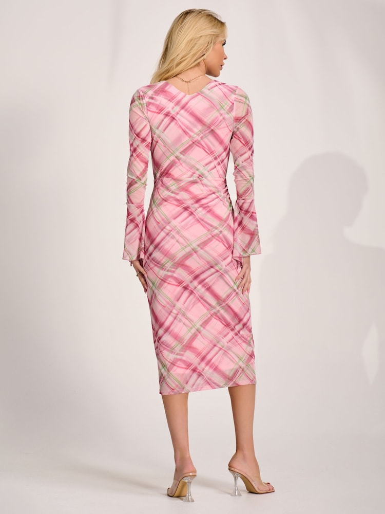 Rosa - Jolie Moi Long Sleeve Mesh Bodycon Dress - Imagen 2 de 6