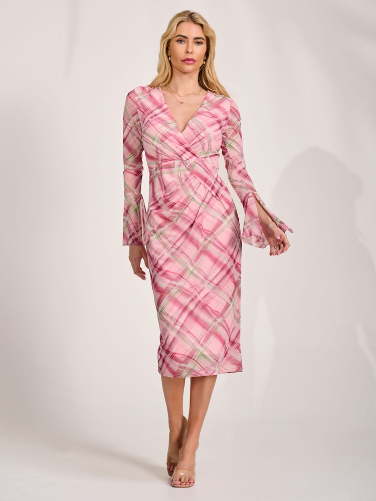 pink midi bodycon dress