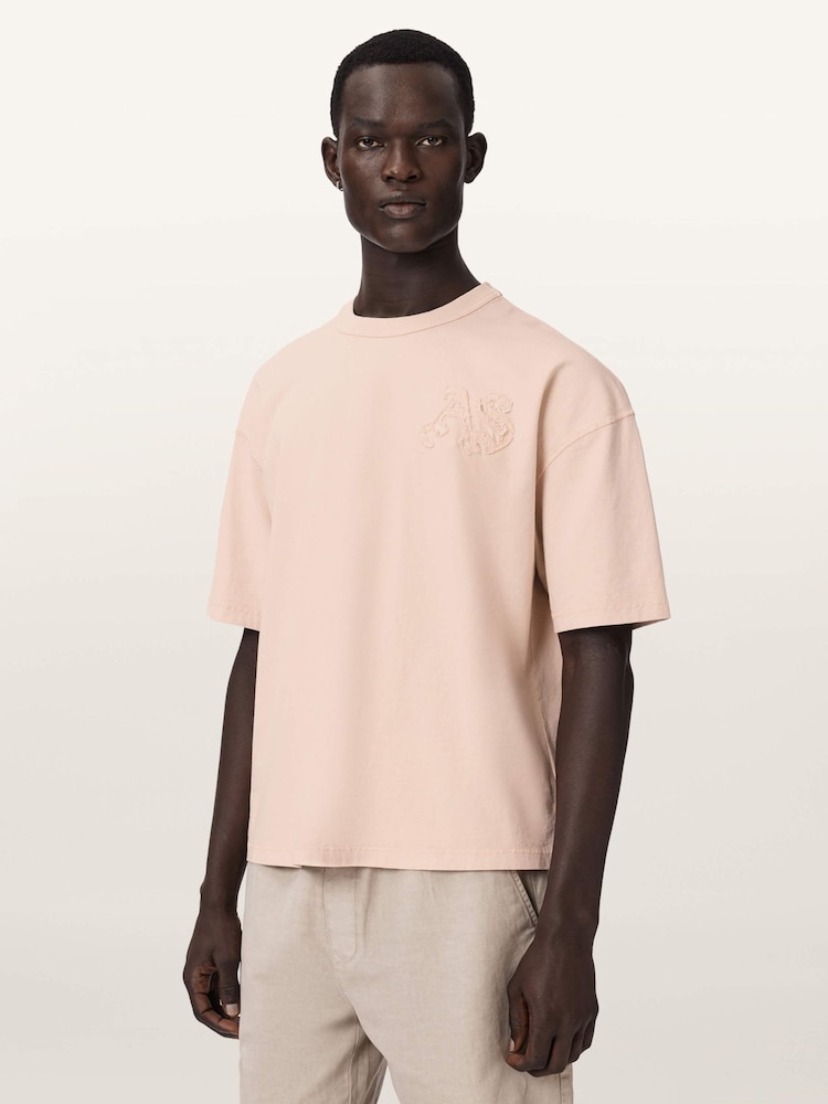 AllSaints Pink Insignia Short Sleeve Crew Neck T-Shirt - Image 1 of 7