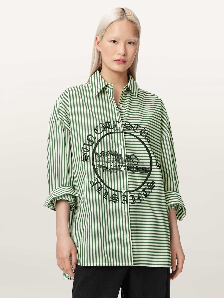 AllSaints Green Adrianne Shirt - Image 1 of 6