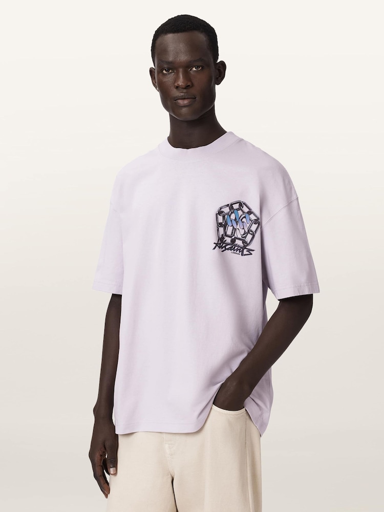 AllSaints Purple Affix Short Sleeve Crew Neck T-Shirt - Image 1 of 7