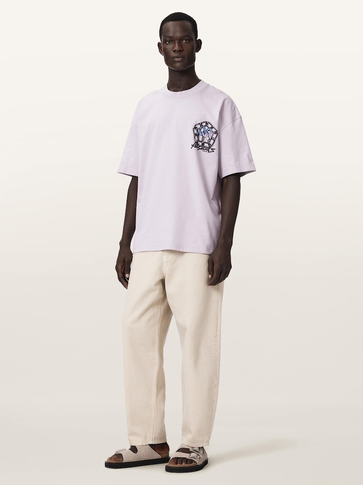 AllSaints Purple Affix Short Sleeve Crew Neck T-Shirt - Image 2 of 7