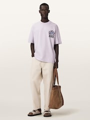 AllSaints Purple Affix Short Sleeve Crew Neck T-Shirt - Image 3 of 7