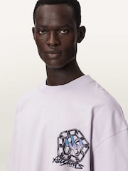 AllSaints Purple Affix Short Sleeve Crew Neck T-Shirt - Image 5 of 7