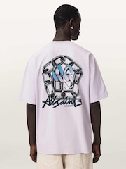 AllSaints Purple Affix Short Sleeve Crew Neck T-Shirt - Image 6 of 7