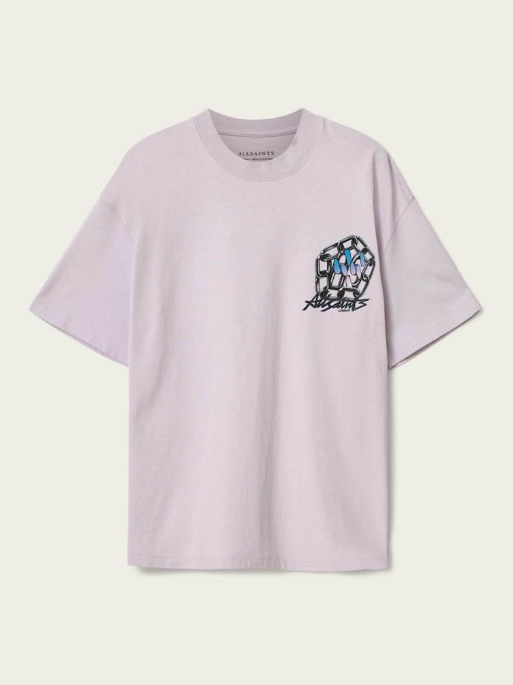AllSaints Purple Affix Short Sleeve Crew Neck T-Shirt - Image 7 of 7