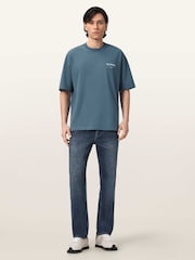 AllSaints Blue Underground Short Sleeve Crew Neck T-Shirt - Image 2 of 7