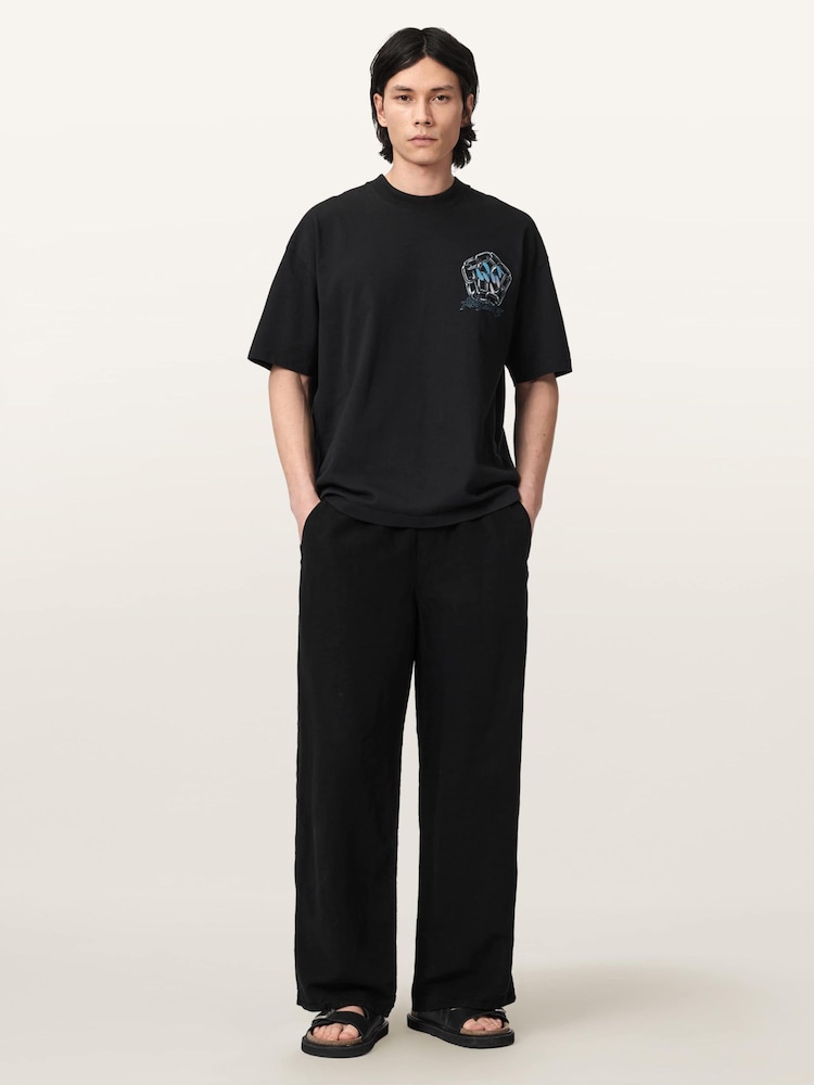 AllSaints Black Affix Short Sleeve Crew Neck T-Shirt - Image 2 of 7 AllSaints Black Affix Short Sleeve Crew Neck T-Shirt - Image 2 of 7