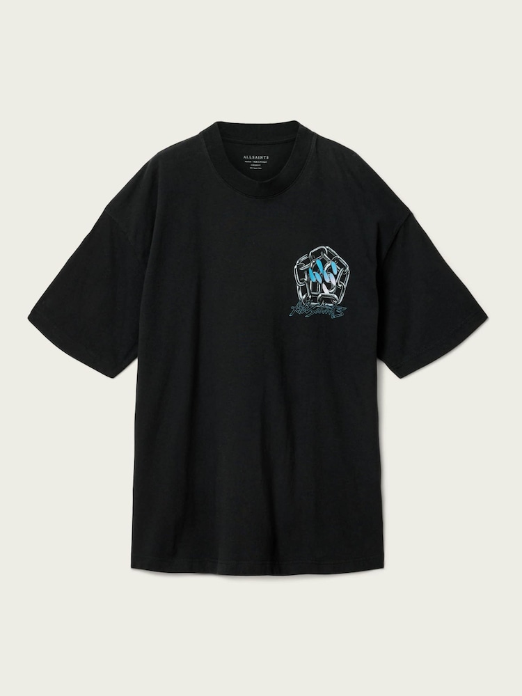 AllSaints Black Affix Short Sleeve Crew Neck T-Shirt - Image 7 of 7 AllSaints Black Affix Short Sleeve Crew Neck T-Shirt - Image 7 of 7