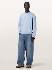 AllSaints Blue Odyssey Crew Neck Sweat Top - Image 2 of 7