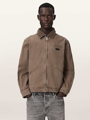 AllSaints Brown Korey Canvas Jacket - Image 1 of 7