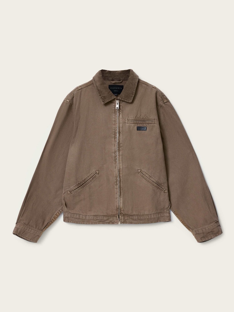 AllSaints Brown Korey Canvas Jacket - Image 7 of 7 AllSaints Brown Korey Canvas Jacket - Image 7 of 7