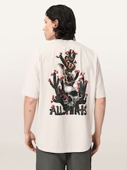 AllSaints White Cacti Short Sleeve Crew Neck T-Shirt - Image 5 of 7