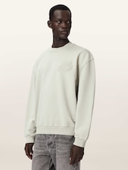 AllSaints Off White Insignia Crew Neck Sweat Top - Image 1 of 7