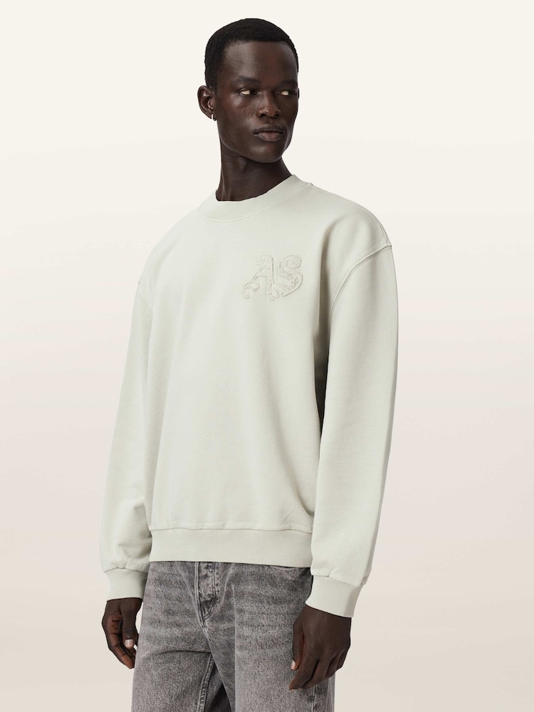 AllSaints Off White Insignia Crew Neck Sweat Top - Image 1 of 7