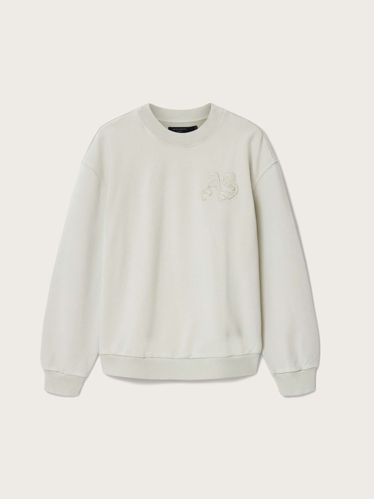 AllSaints Off White Insignia Crew Neck Sweat Top - Image 7 of 7