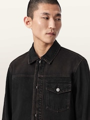AllSaints Brown Roth Denim Jacket - Image 3 of 5