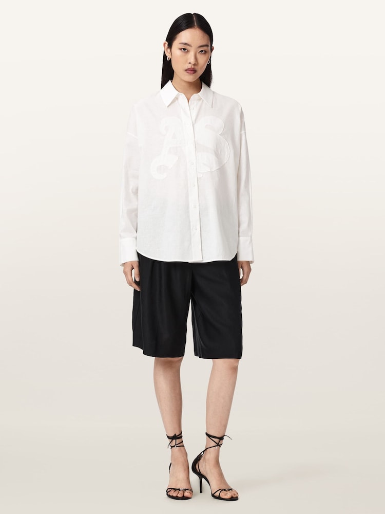 AllSaints White Sparrow Embroidered Shirt - Image 2 of 7 AllSaints White Sparrow Embroidered Shirt - Image 2 of 7
