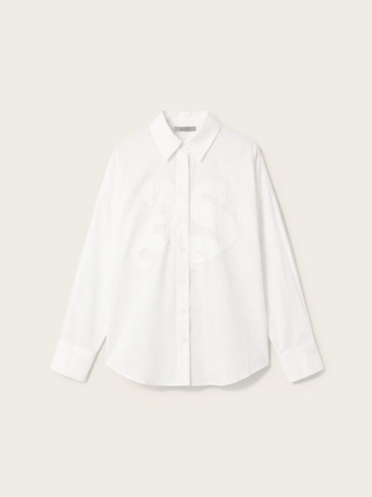 AllSaints White Sparrow Embroidered Shirt - Image 7 of 7 AllSaints White Sparrow Embroidered Shirt - Image 7 of 7