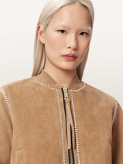 AllSaints Brown Orten Whip Bomber Jacket - Image 3 of 5