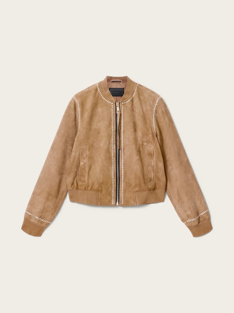 AllSaints Brown Orten Whip Bomber Jacket - Image 5 of 5 AllSaints Brown Orten Whip Bomber Jacket - Image 5 of 5
