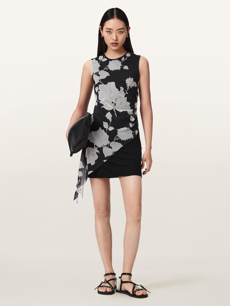 AllSaints Black Riley Mini Dress - Image 1 of 7