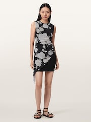 AllSaints Black Riley Mini Dress - Image 6 of 7