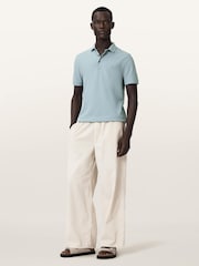 AllSaints Blue Reform Short Sleeve Polo Shirt - Image 2 of 7