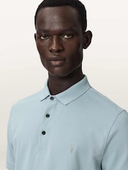 AllSaints Blue Reform Short Sleeve Polo Shirt - Image 3 of 7