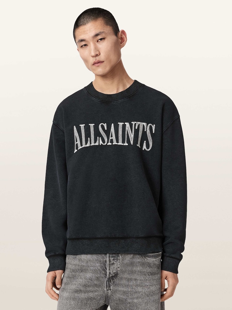 AllSaints Black Dash Crew Sweat Tops - Image 1 of 7