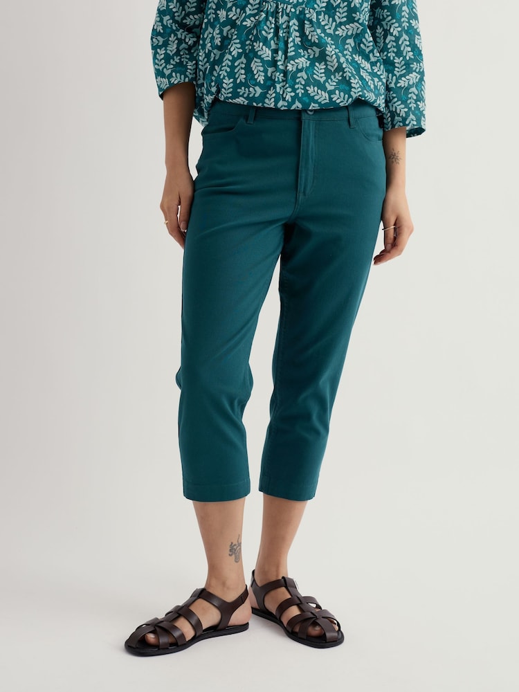 Seasalt Cornwall Green Albert Quay Crops Trousers - Image 2 of 5