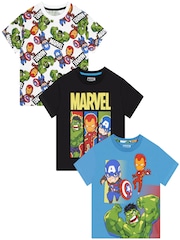 Character Blue Marvel Avengers Iron Man, Captain America And Hulk T-Shirts 3 Pack - Image 1 of 5