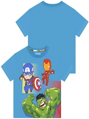 Character Blue Marvel Avengers Iron Man, Captain America And Hulk T-Shirts 3 Pack - Image 3 of 5