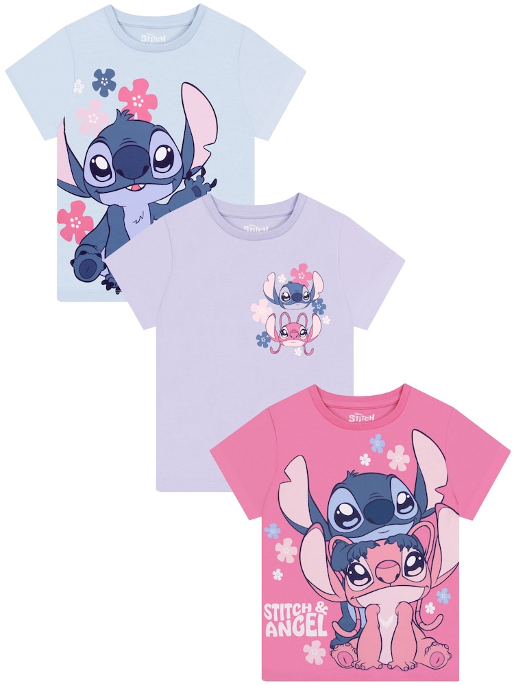 Character Blue Disney Lilo & Stitch T-Shirts 3 Pack - Image 1 of 5 Character Blue Disney Lilo & Stitch T-Shirts 3 Pack - Image 1 of 5