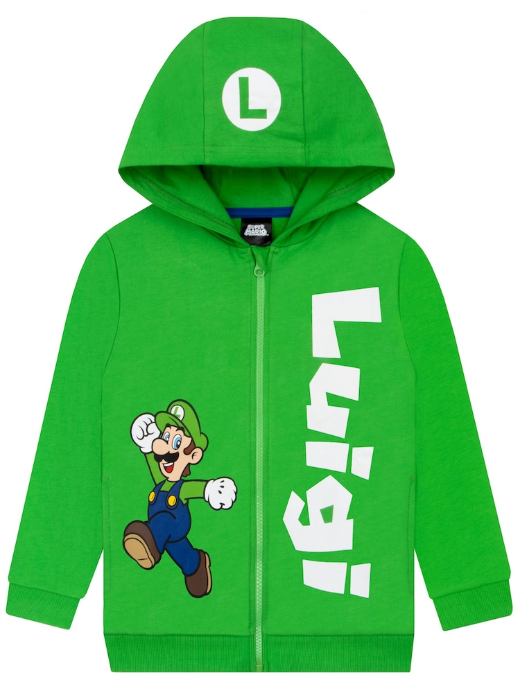Character Green Super Mario Zip Through Hoodie Luigi - Image 1 of 11