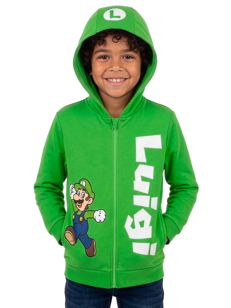 Character Green Super Mario Zip Through Hoodie Luigi - Image 2 of 11