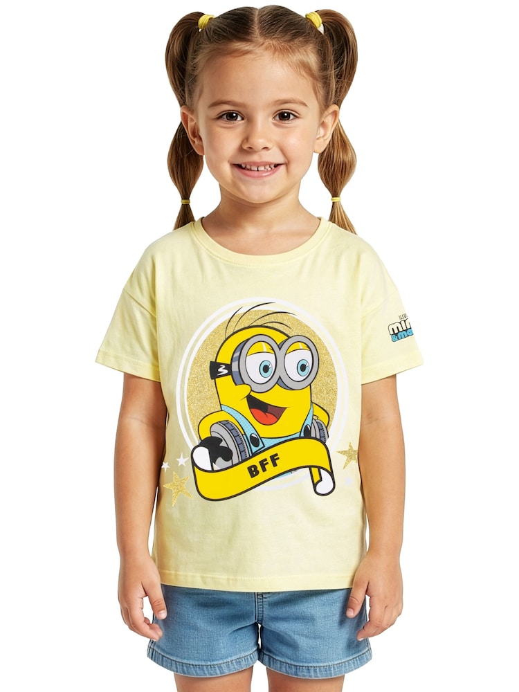 Character Yellow Minions T-Shirt Glitter BFF - Image 2 of 10 Character Yellow Minions T-Shirt Glitter BFF - Image 2 of 10