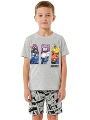 Character Grey Fortnite Short Pyjamas - Image 1 of 9